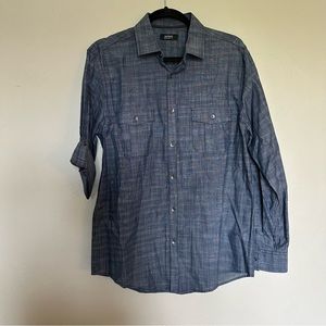 Alfani Regular Fit Lightweight Blue Casual Button Down